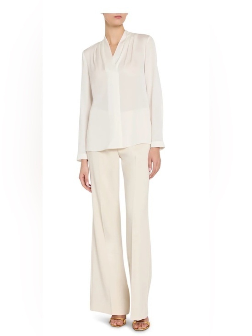 Kobi Halperin Nellie Silk Blend Surplice Blouse Ivory XL $298 Designer